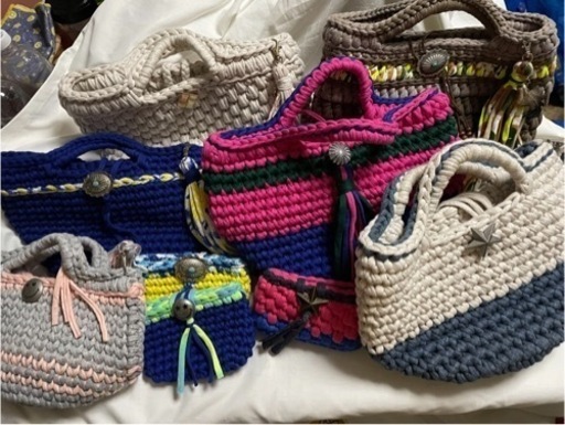 Tシャツヤーン バッグ 57点 まとめ売り ハンドメイド 単品大小関係なく1つ1500円 Tシャツヤーン バッグ 57点 まとめ売り ハンドメイド 単品大小関係なく