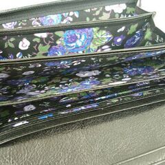 未使用 長財布 ANNA SUI ウォールデコ レディース パープル ウォレット アナスイ バラ 蝶 薔薇 バタフライ がま口 レザー 札幌 北20条店