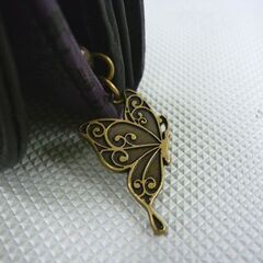 未使用 長財布 ANNA SUI ウォールデコ レディース パープル ウォレット アナスイ バラ 蝶 薔薇 バタフライ がま口 レザー 札幌 北20条店