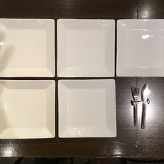 白い四角皿(26.5x26.5cm)5枚セット