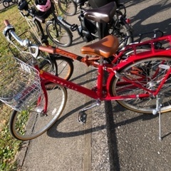 自転車　24インチ　ギア付　赤　