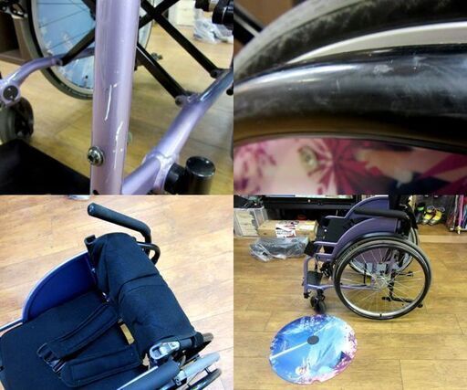 NISSIN SPORTS 自走式車椅子 車イス 介護 折り畳み パープル アナ雪スポークカバー付き 札幌 厚別店 NISSIN SPORTS 自走式車椅子 車イス 介護 折り畳み パープル アナ雪