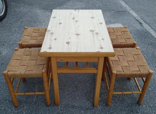 hikari　茶屋風テーブル椅子5点セット①　91×59×71