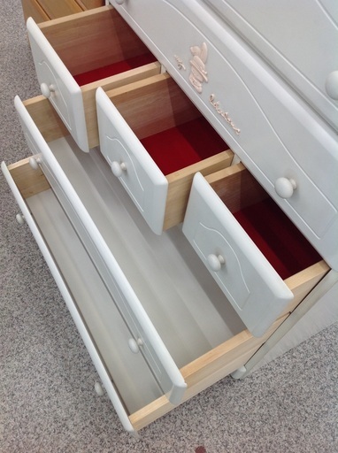 野田産業 木製 ホワイト 6段チェスト 【9650014】