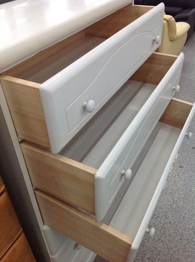 野田産業 木製 ホワイト 6段チェスト 【9650014】