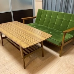 カリモク60 リビングテーブル大・2人掛けソファーセット(11月29日まで掲載・即決OK)