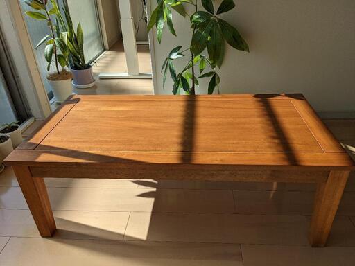 【美品】天然木 コーヒーテーブル ローテーブル W110cm × D55cm × H38cm