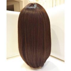 人毛ウイッグ・レミー人毛100%シルクスキンＩ型つむじ総手植え地肌✨❣️艶髪セミロング