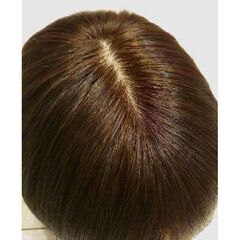 人毛ウイッグ・レミー人毛100%シルクスキンＩ型つむじ総手植え地肌✨❣️艶髪セミロング