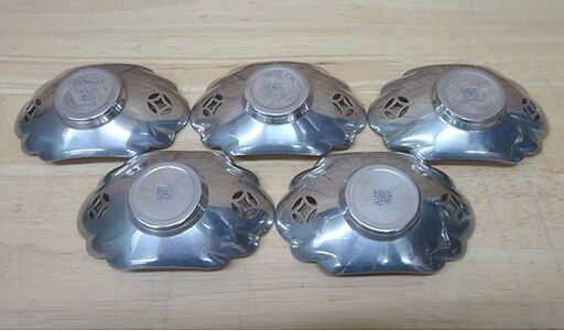 煎茶道具 純錫七宝透托子 茶托 静寿居 蔵苑造 5客揃い 共箱入り 茶道具 煎茶道具 純錫七宝透托子 茶托 静寿居 蔵苑造 5客揃い 共箱入り 茶道具