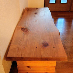 格安！無垢材1枚板のローテーブル　椅子　テレビボード