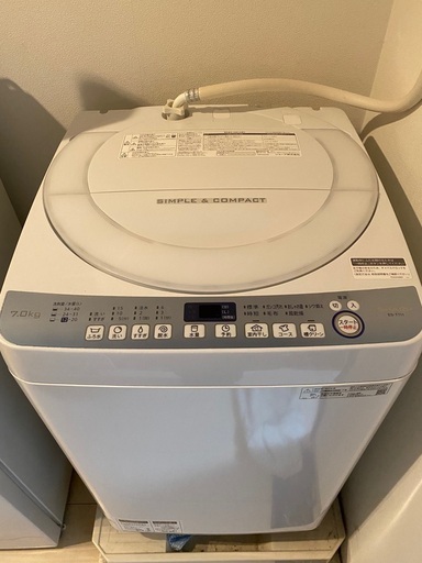 2019年製 極上超 SHARP 7㎏ 槽の樹脂まるごと抗菌 室内干しコース