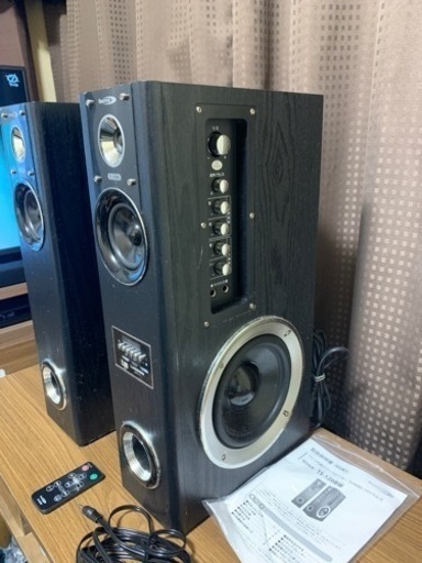車のパーツ アンプ内蔵タワースピーカー VABEL TS-120BW