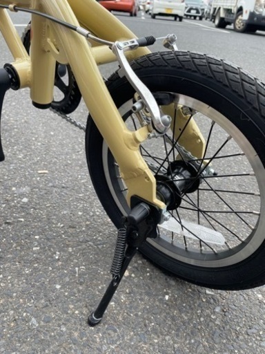 ★250 アサヒ 折りたたみ自転車 ミニベロ アウトランクＬ ベージュ 【リサイクルマート鹿児島宇宿店】