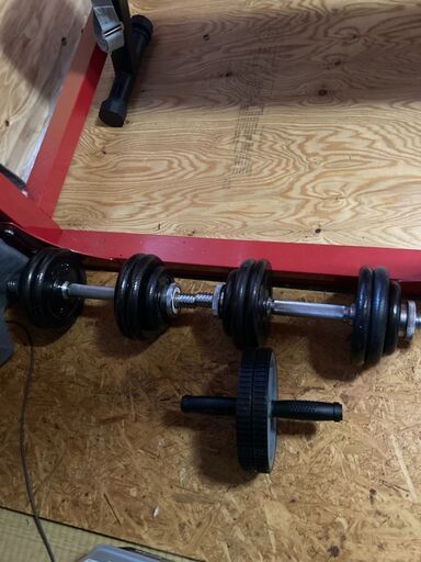 バーベル/ダンベル　ラックとフラットベンチセット バーベル台付き フラットベンチ トレーニングベンチ ベンチ