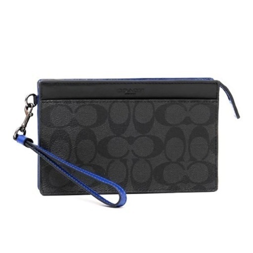 コーチ COACH クラッチバッグ ブラック×グレー×ブルー