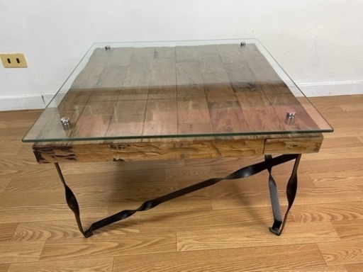 【値下げしました】テーブル ローテーブル ガラス 正方形 板 インテリア 座卓 掃除済み