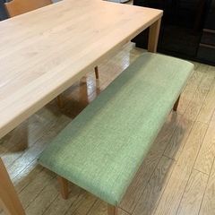 ⭐️大川家具⭐️園田産業 ダイニング4点セット 北欧Style 天然木 ベンチ