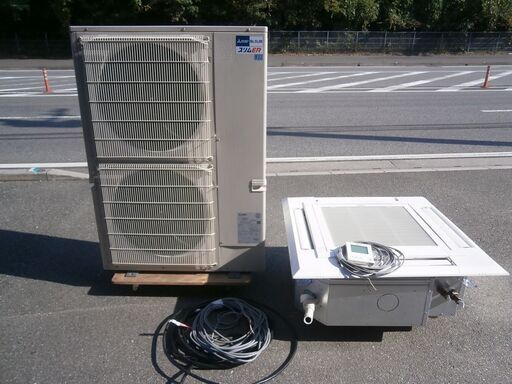☆中古品 三菱電機 天カセ 4方向 エアコン 5馬力 2017年 三相200V PL-ERP140EA4（内機）PUZ-ERMP140LA2（外機）リモコン付き☆