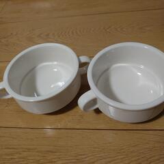[終了]☆白いお皿☆スープカップ 2個セット 中古品
