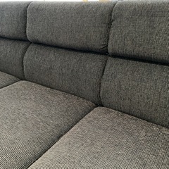 三人掛けコーナーソファ　布張り仕様　茶系　美品