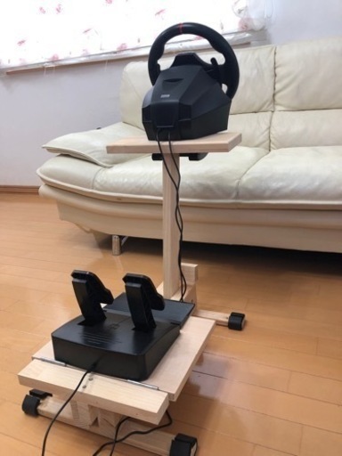 HORI ハンコン　RWA レーシングホイールアペックス、自作スタンド付き