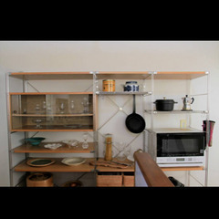 無印キッチンシェルフ、オーク材