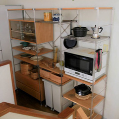 無印キッチンシェルフ、オーク材