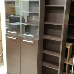 (有)生松工芸 スライド書棚 ガラス扉 ハイタイプ DBR フィーノ2DB112【ユーズドユーズ名古屋天白店】 J1238 有)生松工芸 スライド書棚 ガラス扉 ハイタイプ DBR フィーノ2DB112