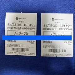 嵐 ライブビューイング 11月26日19:30～ 2枚