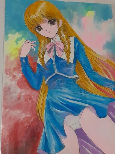 魔界学園 氷河めぐみ 手描きイラスト◇週刊 少年チャンピオン