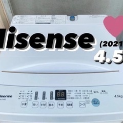 ☘️洗濯機 (Hisense ４.５㎏)🌈2021年製(美品)✨