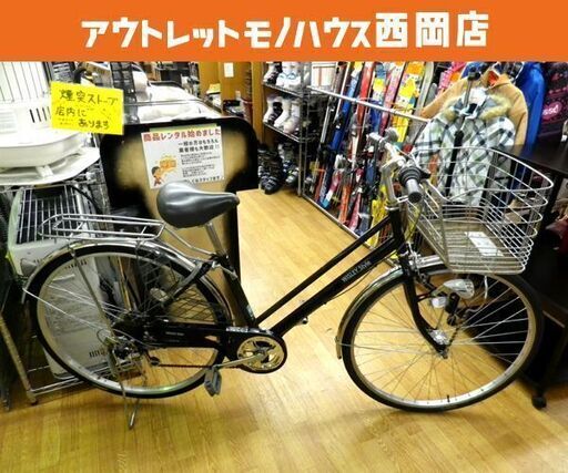 27インチ 自転車 6段切替付き シティサイクル ブラック 西岡店