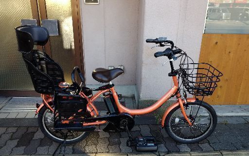 [YAMAHA]PAS Babby 20吋子供乗せ電動アシスト自転車 8.7Ahバッテリー+ 充電器+スペアーキー3本付き(オレンジ)