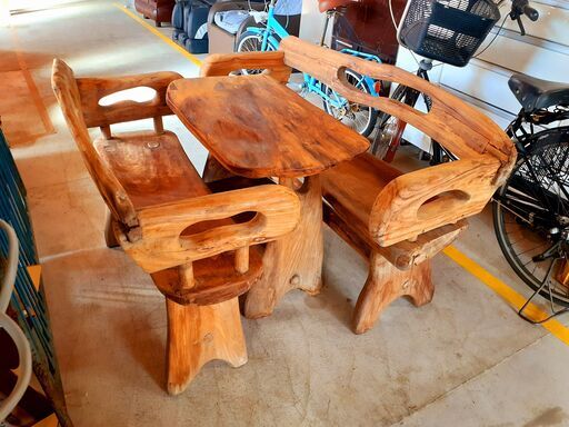 木製ダイニングテーブルセット  ベンチ2脚セット ガーデンファニチャー 3点セット /TJ-0042 1F