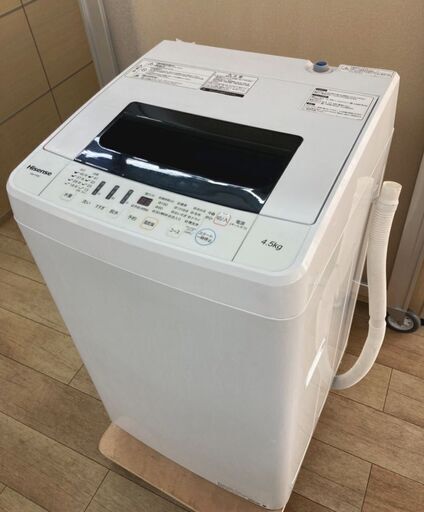 【取引中】★淀川区内配送無料★【中古】ハイセンス全自動洗濯機4.5kg 　給水ホース付　2018年製