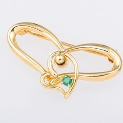K18 エメラルド スイングブローチ (ハートモチーフ) 品番b20-487