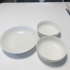 ホワイト　ボウル皿　陶器　3点セット