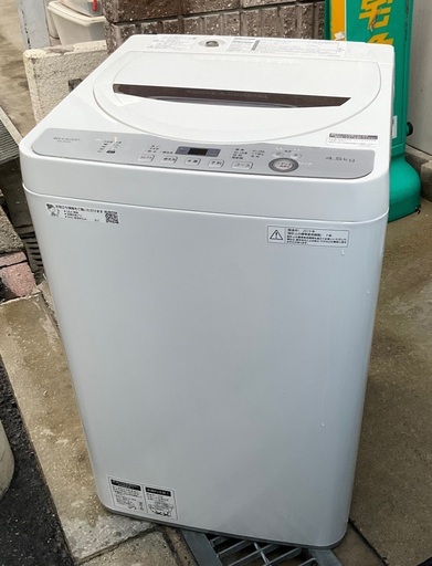 【RKGSE-630】特価！シャープ/SHARP/4.5kg/全自動洗濯機/ES-GE4C-T/中古/2019年製/当社より近隣地域無料配達