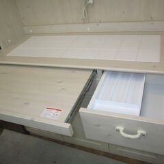 R053 ユーアイ製カントリー調キッチンボード、食器棚 幅114cm 美品