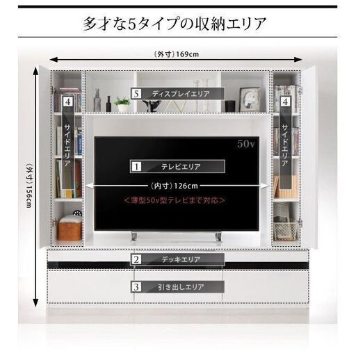 未使用訳あり　鏡面仕上げ　モダンデザイン　ハイタイプテレビボード　テレビ台　収納　ブラック