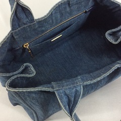 PRADA プラダ デニム カナパMM でかオープントートバッグ 銀座三越
