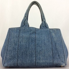 PRADA プラダ デニム カナパMM でかオープントートバッグ 銀座三越