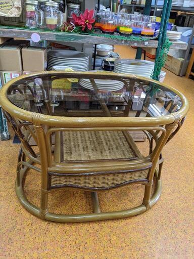 ☆籐家具 籐ガラステーブル