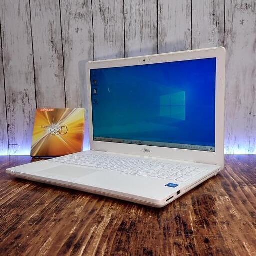 【高速起動】FUJITSU ノートPC AH42/B3 新品 SSD 240GB Celeron 3865U 1.80GHz 15.6インチ メモリ 4GB パソコン