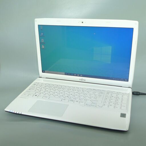 新品高速SSD 中古美品 白 ノートパソコン 15.6型 富士通 AH42/S 第4世代 Pentium 4GB DVDRW 無線 Bluetooth カメラ Windows10 Office