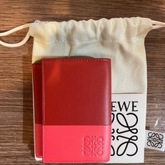【ネット決済】LOEWE レッド系×ピンク系 バイカラー 財布