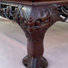 ◎大幅お値下げしました‼️唐木家具 紫檀 座卓 座敷机 透かし細密彫刻 抽斗 センターテーブル ちゃぶ台 和室 和家具 玉杢 瘤付 煎茶道具 シタン ローテーブルお値下げ要相談可‼️