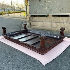 ◎大幅お値下げしました‼️唐木家具 紫檀 座卓 座敷机 透かし細密彫刻 抽斗 センターテーブル ちゃぶ台 和室 和家具 玉杢 瘤付 煎茶道具 シタン ローテーブルお値下げ要相談可‼️