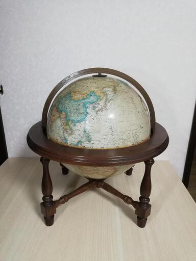 リプルーグル地球儀、コロニアル型アンティーク地図日本語版地球儀。